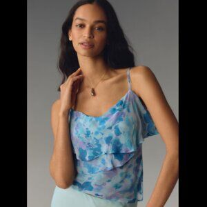 Brand New By Anthropologie Bias-Cut Ruffled Slip Cami
